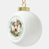 Wirefox Terrier Kerstkrans Feestelijke Pup Keramische Bal Ornament (Rechts)