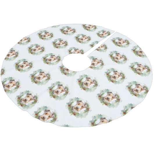 Wirefox Terrier Kerstkrans Feestelijke Pup Kerstboom Rok (Gekanteld)