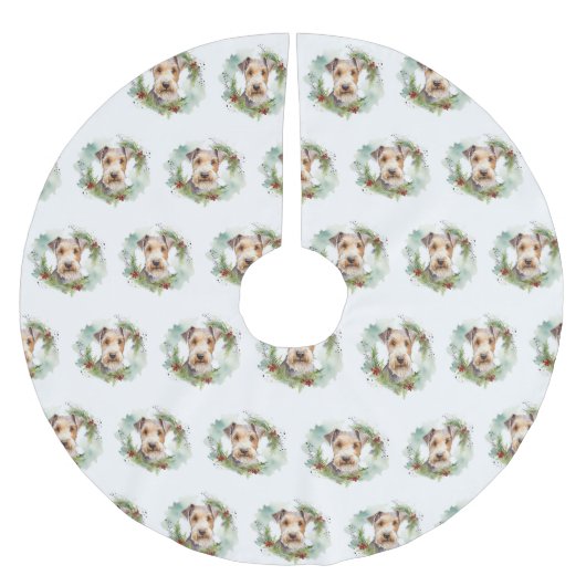 Wirefox Terrier Kerstkrans Feestelijke Pup Kerstboom Rok (Voorkant)