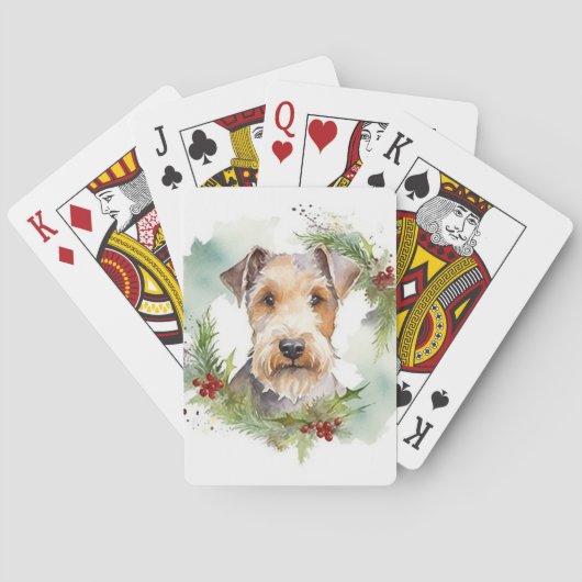 Wirefox Terrier Kerstkrans Feestelijke Pup Pokerkaarten (Achterkant)