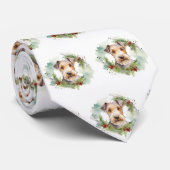 Wirefox Terrier Kerstkrans Feestelijke Pup Stropdas (Opgerold)