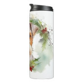 Wirefox Terrier Kerstkrans Feestelijke Pup Thermosbeker (Geroteerd rechts)