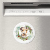Wirefox Terrier Kerstkrans Festieve Pup Magneet (Insitu (Vaatwasser))