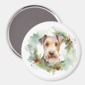 Wirefox Terrier Kerstkrans Festieve Pup Magneet (Voorkant / Achterkant)