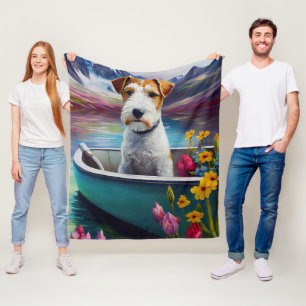 Wirefox Terrier op een peddel: Een landschappelijk Fleece Deken