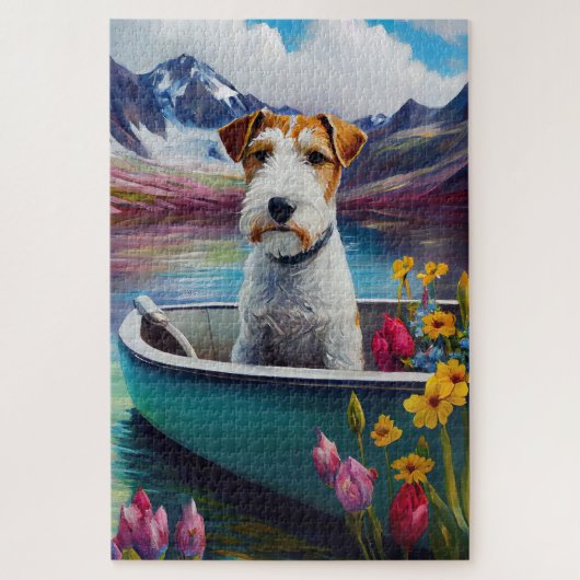 Wirefox Terrier op een peddel: Een landschappelijk Legpuzzel (Verticaal)