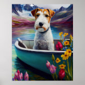 Wirefox Terrier op een peddel: Een landschappelijk Poster (Voorkant)