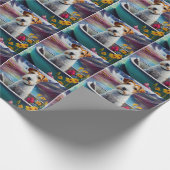 Wirefox Terrier op een peddel: Een Schilderachtig  Cadeaupapier (Hoek)