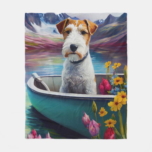 Wirefox Terrier op een peddel: Een Schilderachtig  Fleece Deken (Voorkant)