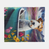 Wirefox Terrier op een peddel: Een Schilderachtig  Fleece Deken (Voorkant (Horizontaal))