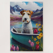 Wirefox Terrier op een peddel: Een Schilderachtig  Legpuzzel (Verticaal)