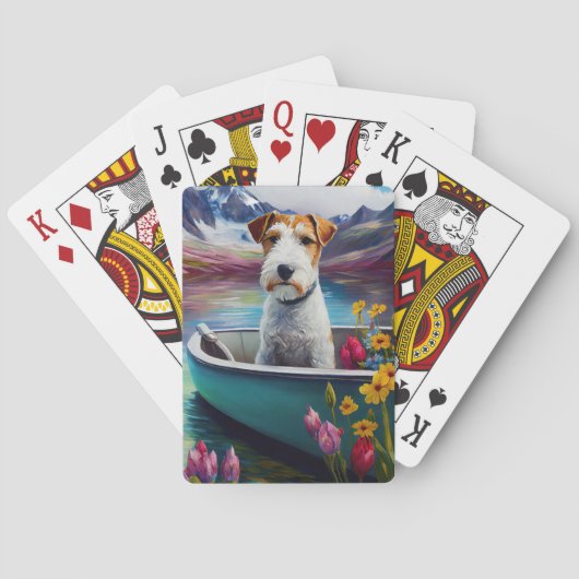 Wirefox Terrier op een peddel: Een Schilderachtig  Pokerkaarten (Achterkant)