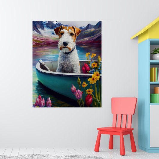 Wirefox Terrier op een peddel: Een Schilderachtig  Poster (Kinderkamer 1)