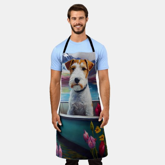 Wirefox Terrier op een peddel: Een Schilderachtig  Schort (Gedragen)