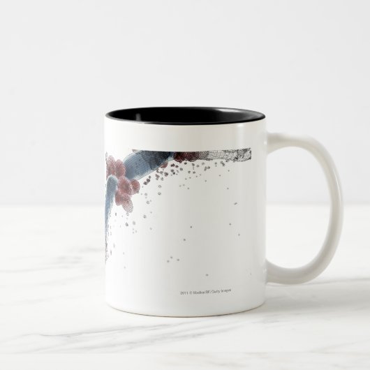 Wireframe microscopisch uitzicht van candida albic tweekleurige koffiemok (Rechts)