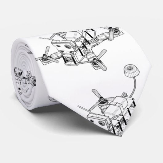 Wireframe tekening van een Quadcopterdrone Stropdas (Opgerold)
