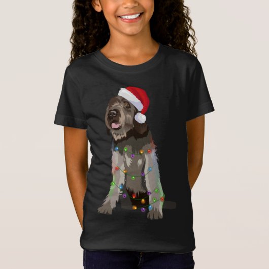 Wirehaated Pointing Griffon-kerstlampjes T-shirt (Voorkant)