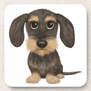 Wirehaered Dachshund   Cute Cartoon Dog Teckel Bier Onderzetter