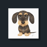 Wirehaered Dachshund | Cute Cartoon Dog Teckel Canvas Afdruk<br><div class="desc">Cartoon stijl tekening van een wild zwijn en tan draadhaar Dachshund. Een leuke canvas print voor iedereen die houdt van een draadharige Teckel. Bezoek Jenn's Doodle World voor nog leukere dierenkunst en illustraties van hondenliefhebber.</div>