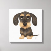 Wirehaered Dachshund | Cute Cartoon Dog Teckel Canvas Afdruk (Voorkant)