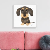 Wirehaered Dachshund | Cute Cartoon Dog Teckel Canvas Afdruk (Insitu (Woonkamer))