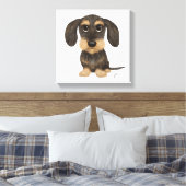 Wirehaered Dachshund | Cute Cartoon Dog Teckel Canvas Afdruk (Insitu (Slaapkamer))