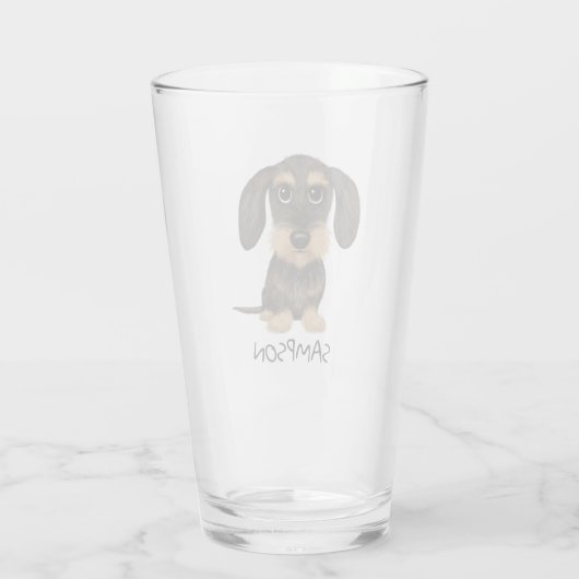 Wirehaered Dachshund | Cute Cartoon Dog Teckel Glas (Achterkant)
