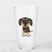 Wirehaered Dachshund | Cute Cartoon Dog Teckel Glas (Voorkant)