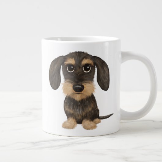 Wirehaered Dachshund | Cute Cartoon Dog Teckel Grote Koffiekop (Rechts)