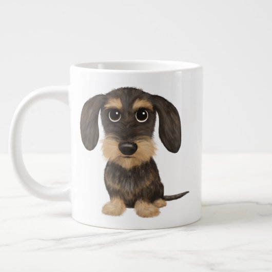 Wirehaered Dachshund | Cute Cartoon Dog Teckel Grote Koffiekop (Links)