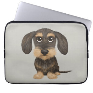 Wirehaered Dachshund   Cute Cartoon Dog Teckel Laptop Sleeve