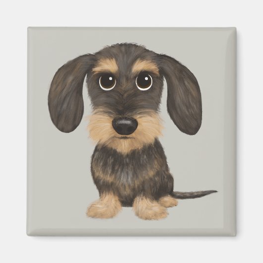 Wirehaered Dachshund | Cute Cartoon Dog Teckel Magneet (Voorkant)