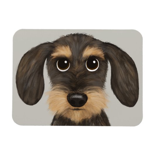 Wirehaered Dachshund | Cute Cartoon Dog Teckel Magneet (Horizontaal)