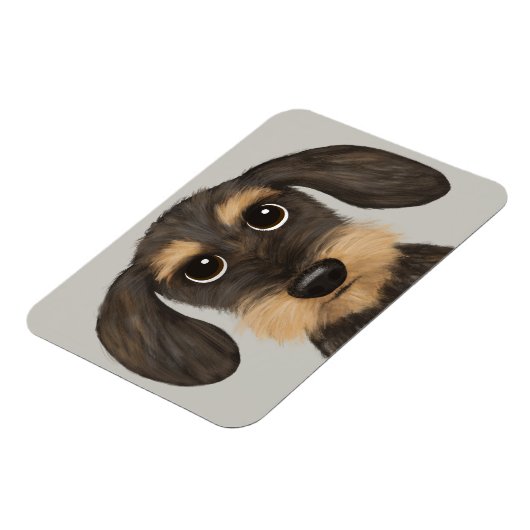 Wirehaered Dachshund | Cute Cartoon Dog Teckel Magneet (Linkerzijde)
