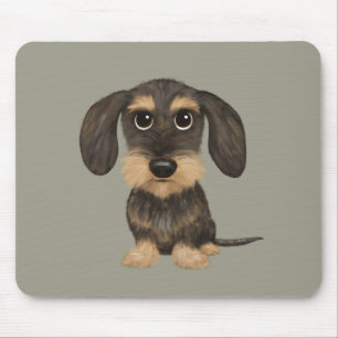 Wirehaered Dachshund   Cute Cartoon Dog Teckel Muismat