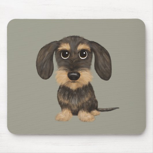 Wirehaered Dachshund | Cute Cartoon Dog Teckel Muismat (Voorkant)