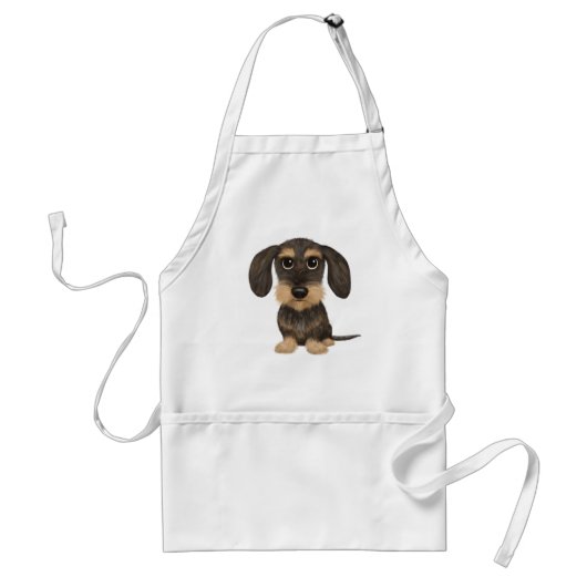 Wirehaered Dachshund | Cute Cartoon Dog Teckel Standaard Schort (Voorkant)