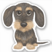 Wirehaered Dachshund | Cute Cartoon Dog Teckel Sticker (Voorkant)