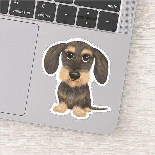 Wirehaered Dachshund   Cute Cartoon Dog Teckel Sticker