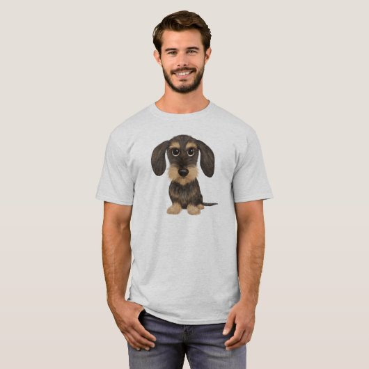 Wirehaered Dachshund | Cute Cartoon Dog Teckel T-shirt (Voorkant volledig)