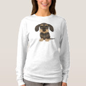 Wirehaered Dachshund | Cute Cartoon Dog Teckel T-shirt (Voorkant)