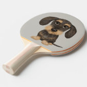 Wirehaered Dachshund | Cute Cartoon Dog Teckel Tafeltennisbatje (Voorkant Gekanteld)