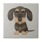 Wirehaered Dachshund | Cute Cartoon Dog Teckel Tegeltje (Voorkant)