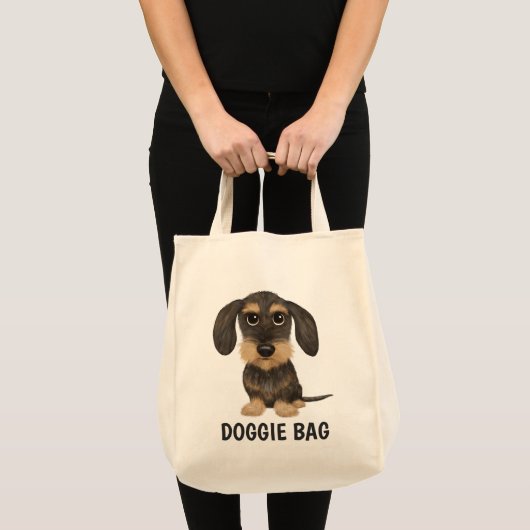 Wirehaered Dachshund | Cute Cartoon Dog Teckel Tote Bag (Voorkant (product))