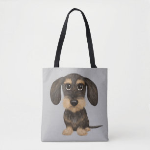 Wirehaered Dachshund   Cute Cartoon Dog Teckel Tote Bag