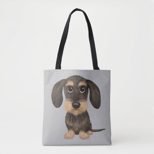 Wirehaered Dachshund | Cute Cartoon Dog Teckel Tote Bag (Voorkant)
