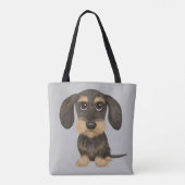 Wirehaered Dachshund | Cute Cartoon Dog Teckel Tote Bag (Achterkant)