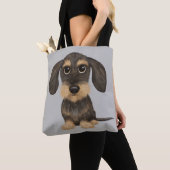 Wirehaered Dachshund | Cute Cartoon Dog Teckel Tote Bag (Dichtbij)