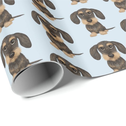 Wirehaered Dachshund | Cute Teckel Dog Pattered Cadeaupapier (Rol Hoek)