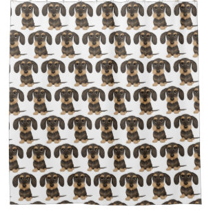 Wirehaered Dachshund   Cute Teckel Dog Pattered Douchegordijn